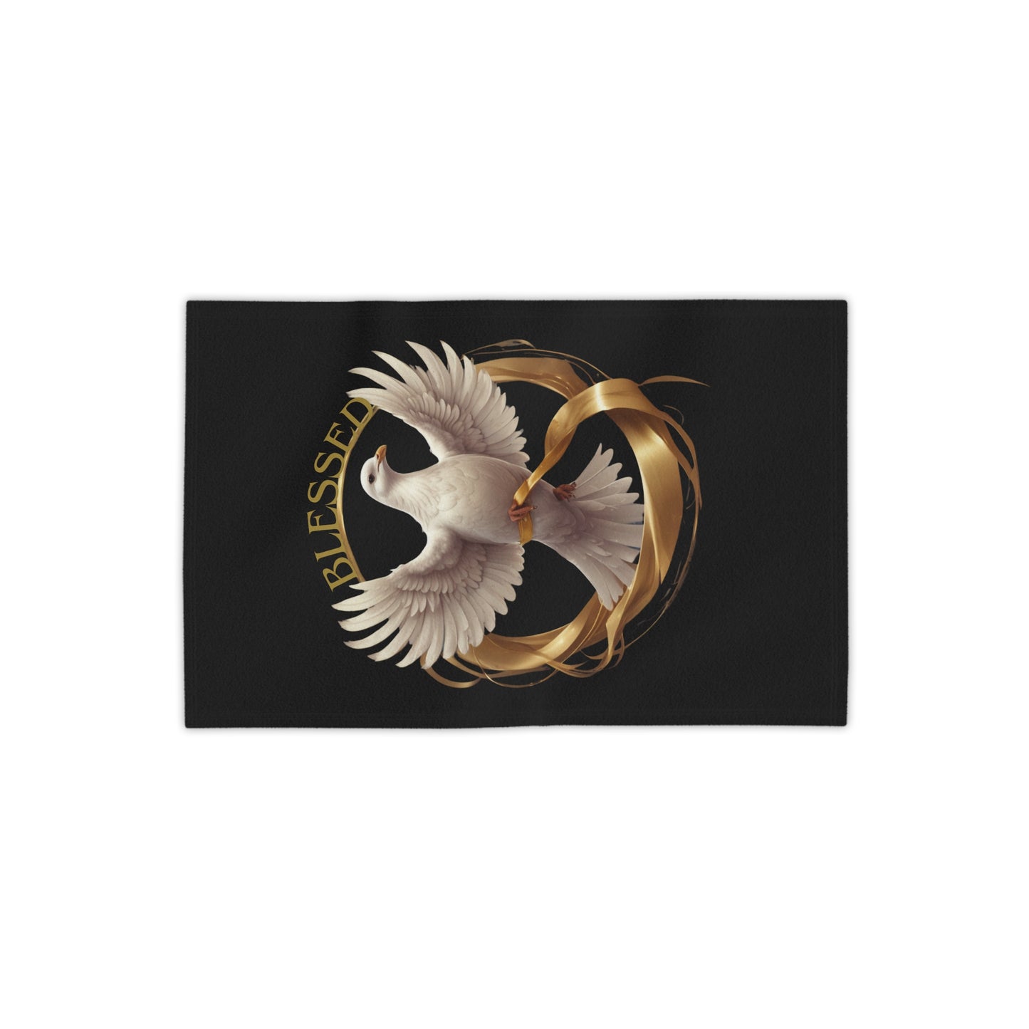 Blessed Dove Beach Towel - Elegant Black Towel for Relaxation & Spirituality